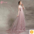 Pink A Line Lace Applique Robe De Soiree Evening Dresses For Fat Women